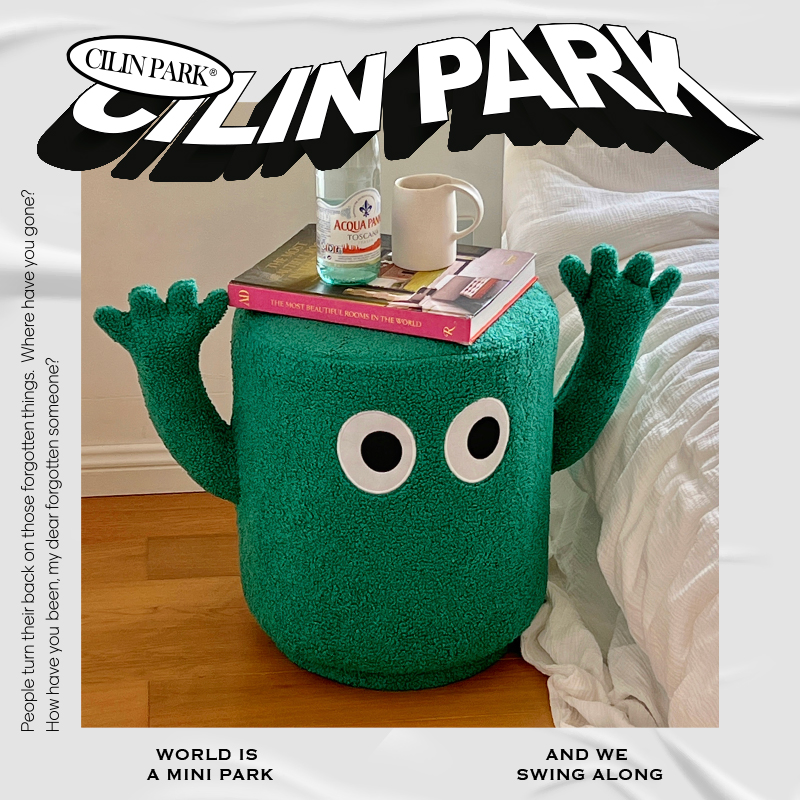 CILINPARK Original hands up green for a single lamb suede sofa stool tea table small crowdsourced cute personality gift-Taobao