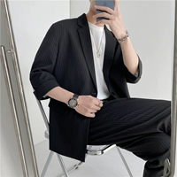 Черный семи -точечный рукав [костюм+брюки] Отправить белую T -Fork