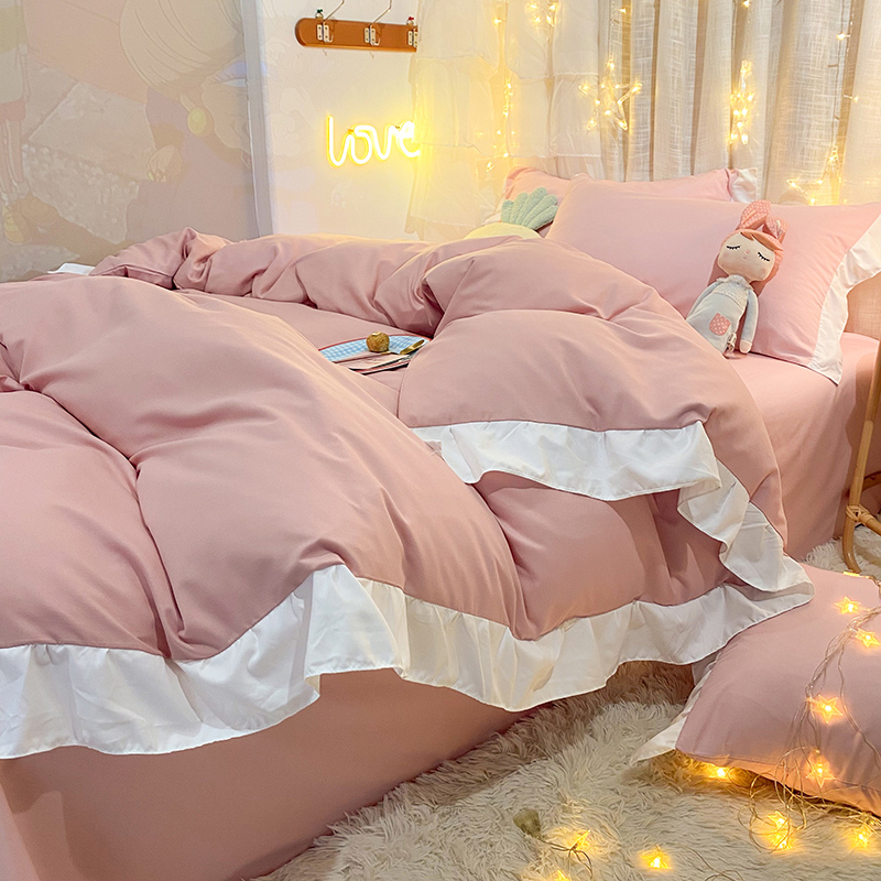 ins Nordic sheets girl student dormitory single quilt single quilt cover quilt cover pillowcase 2-piece set three-piece set