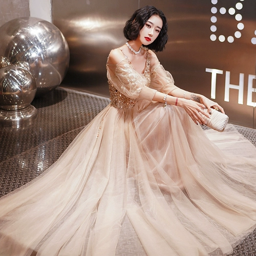 Модное золотое вечернее платье, коллекция 2022, подарок на день рождения