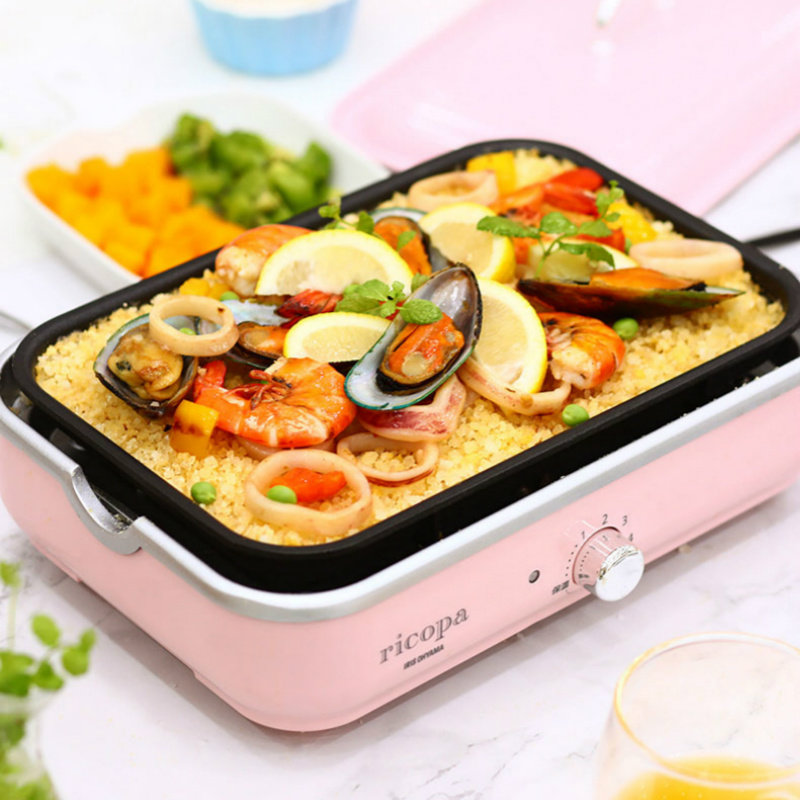 Japan IRISricopa multi-function cooking pot barbecue grill Electric hot pot breakfast machine Net red pot IRIS