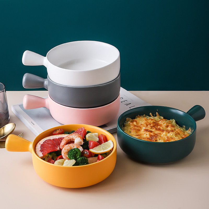 Plate Nordic creative fruit plate net red breakfast tableware plate home baked rice baking plate ceramic oven baking bowl