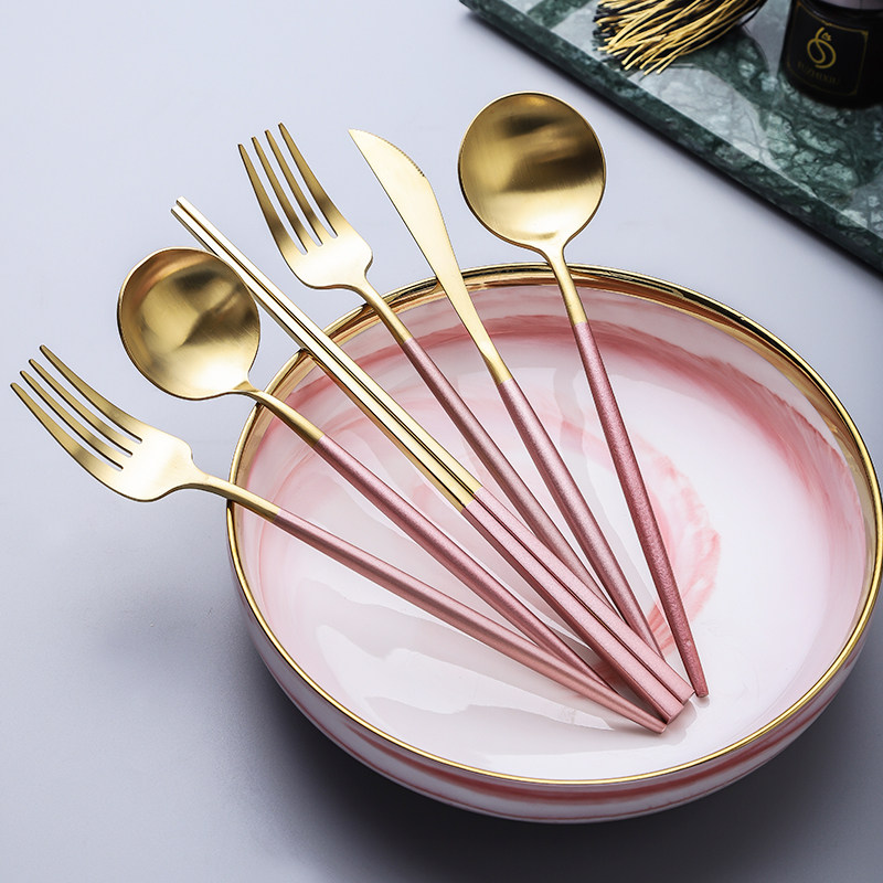 Steak knife and fork 304 home high-grade knife and fork spoon three-piece net red knife and fork creative cute western food tableware set
