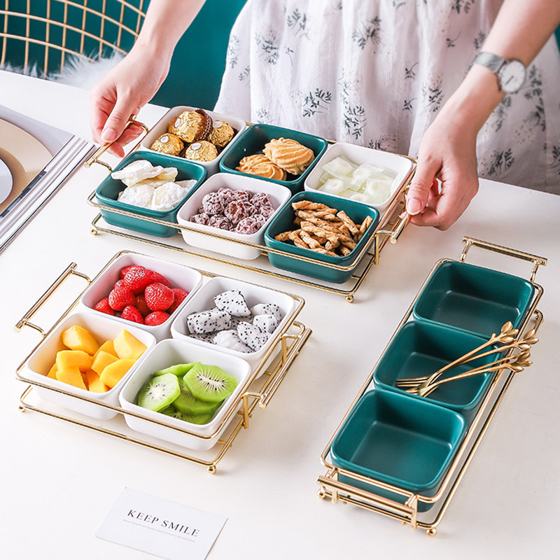 Fruit plate snack plate home living room coffee table fruit platter snack plate personality creative fruit plate grid plate Nordic