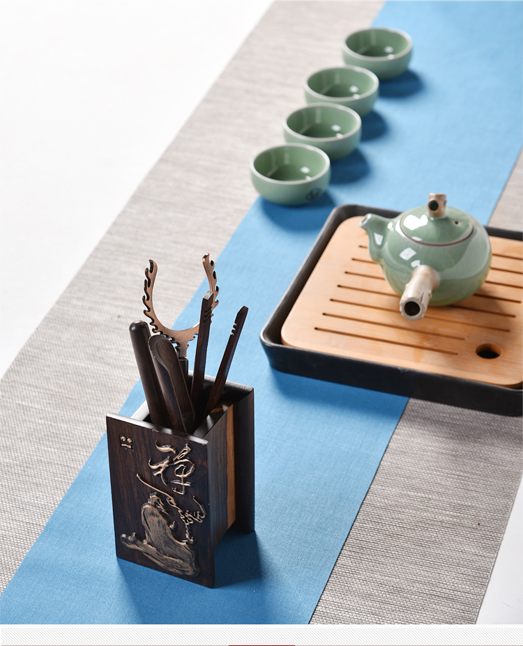 Ebony wood tea six gentleman 's suit kung fu tea accessories of brush ChaGa tea knife 6 gentleman furnishing articles