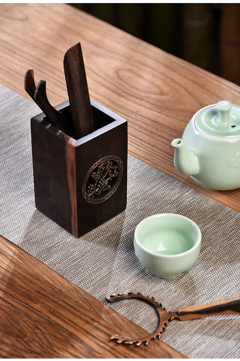 Gorgeous young creative kung fu tea accessories kung fu tea six tea six gentleman 's gentleman' s suit real wood ebony clock