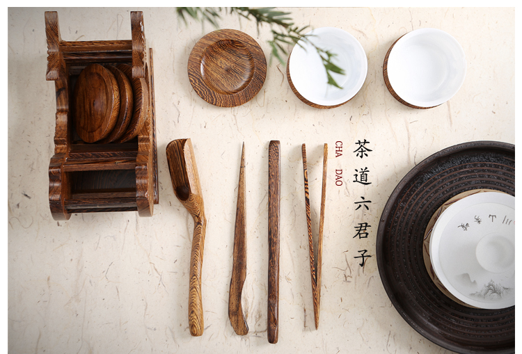 Zen ChaGa checking bamboo tea clip six gentleman accessories kung fu tea cup clamp forceps tea accessories