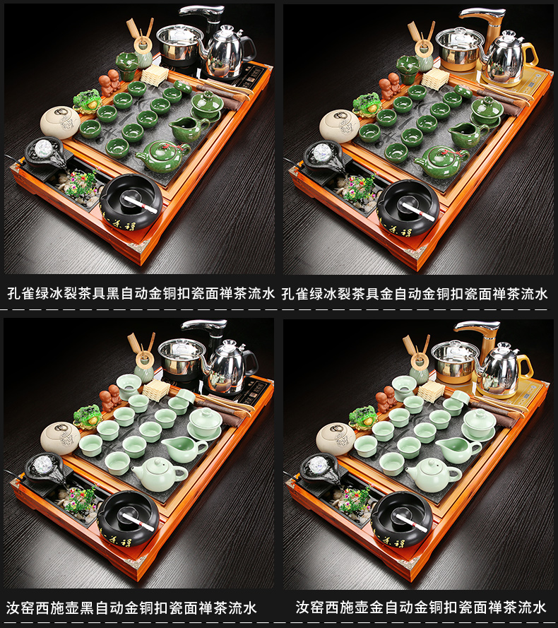 Automatic tea set suit modern kung fu of a complete set of violet arenaceous household contracted one solid wood tea tray tea tea cup