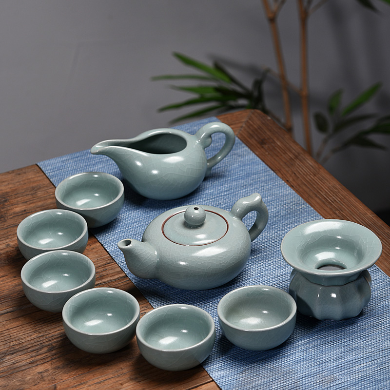 one thousand Changed Monkey Thou Kiln Teapot Teapot Tea Cup Side made the pot suit the whole set of Ru Porcelain Open Pieces Tea Dao Gift Kongfu Tea Furniture Set