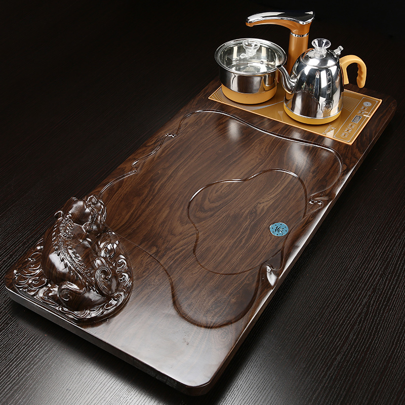Household ceramics kung fu tea sets tea tray was contracted sitting room tea table of a complete set of solid wood tea tray cups magnetic electric heating furnace