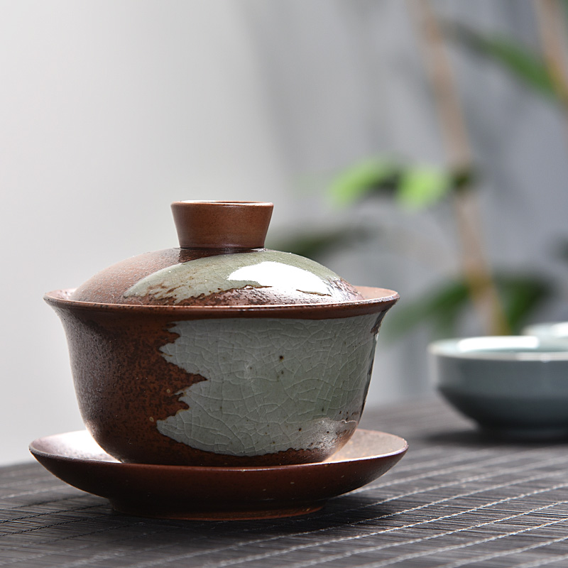 Chai up becomes large tureen kung fu tea tea cup ceramic bowl firewood three cups of household kung fu tea set