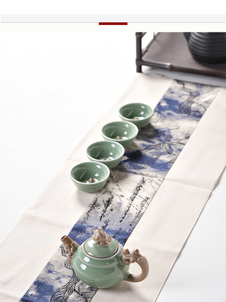 Chinese wind cotton and linen table flag retro zen Japanese waterproof tea tea tea table cloth art linen suit tea tray mat