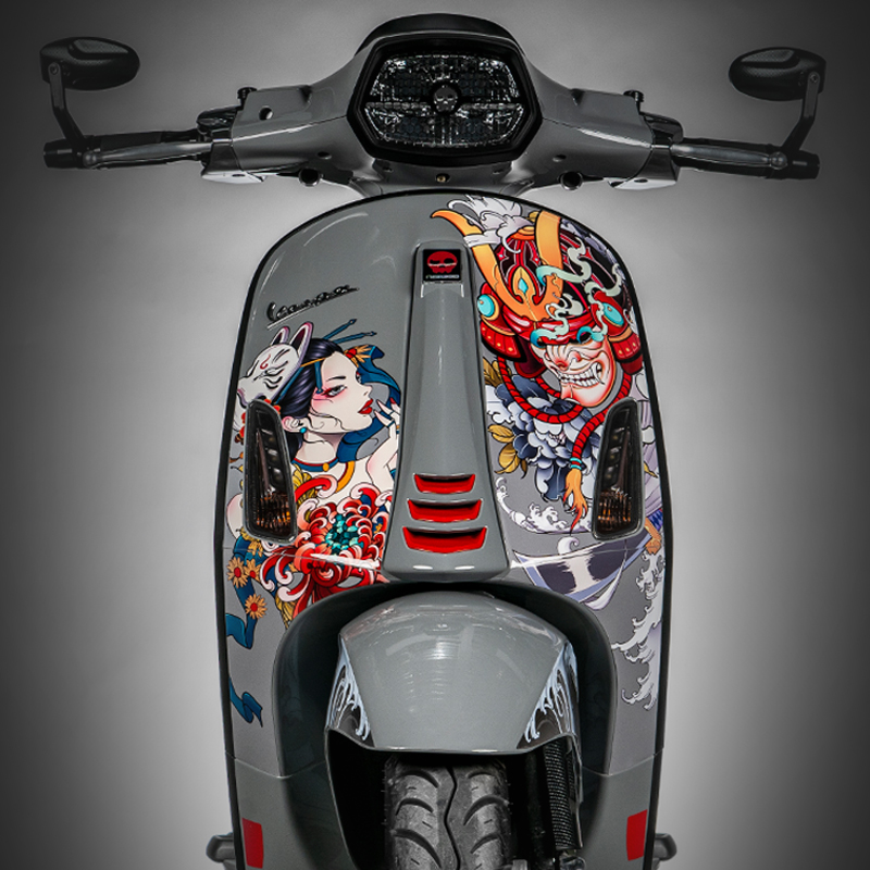 Apply Vespa Vespa Spring Sprint 150 Decal Pull Flower Bumper Strip Print Sticker Body Decoration Modification