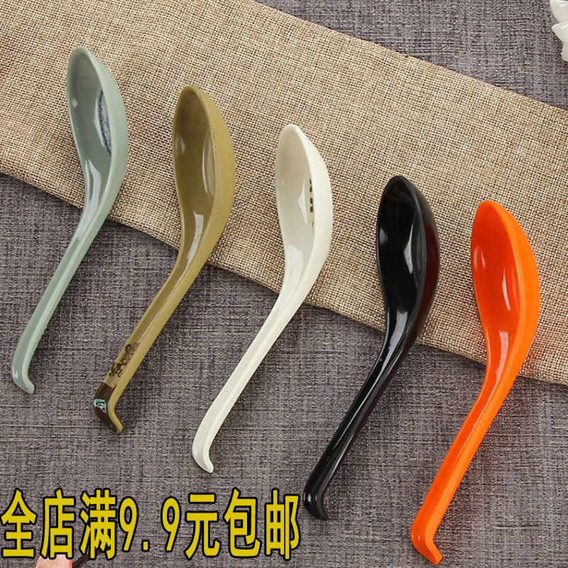New Melamine Spoon Long Handle Spoon Plastic Color With Hook Spoon Spoon Commercial Restaurant Imitation Porcelain Ramen Spicy Hot
