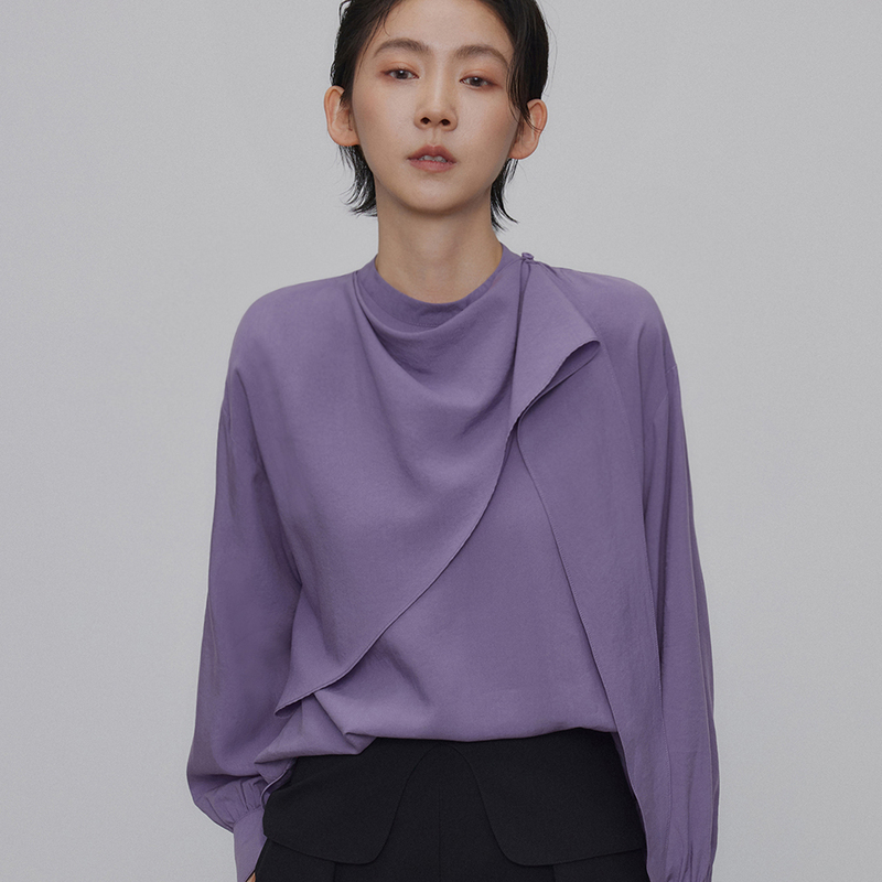 Jiang Qiaojie Gentle, Romantic and Unique Design Ribbon Long-Sleeved Shirt 605608