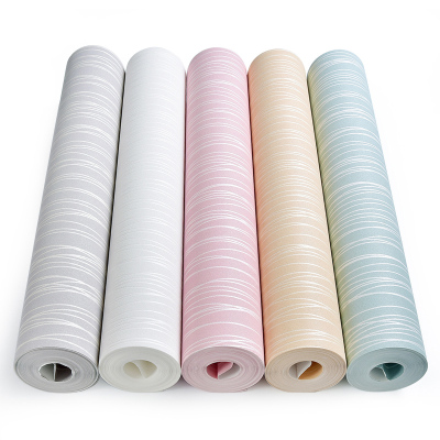 自粘墙纸素色竖条纹温馨客厅卧室