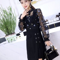 Fashion Korean version Liandress Winter new embroidered Korean version of Korean version lace with underdress and slimmer and less fairy skirt
