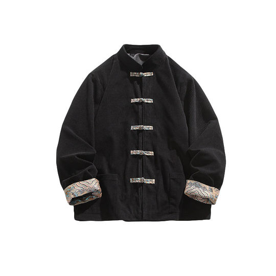 Мужская куртка в китайском стиле с цветными блоками из жаккардового вельвета, новая весенне-осенняя модель в китайском стиле, свободный крой, большой размер, куртка-цзиньшань.