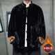唐装男高级感黑色金丝绒夹克棉衣秋冬季中国风加棉加厚中山装外套