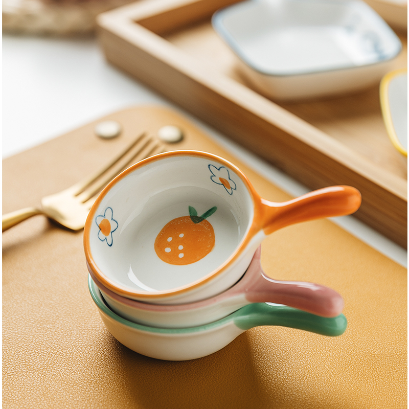 Small creative cartoon household ceramic sauce dish soy sauce dish dip snack dish vinegar dish sauce dish small dish