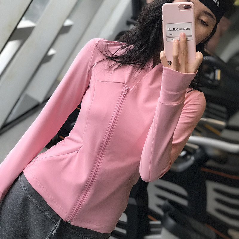 Song stand tight slim sports top ladies autumn winter diagonal zipper jacket fitness clothes quick dry shaping yoga long sleeves