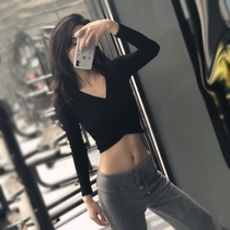 Song Station short tight fitness long sleeve female spring and summer quick dry light training sports shirt sexy navel yoga suit
