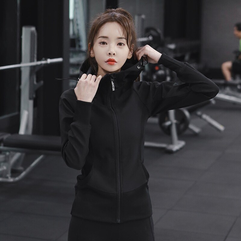 Song station new pin relaxed lean sports tops female hat zipped sweater swift dry fitness suit yoga coat autumn and winter