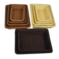 Imitation rattan fruit basket Supermarket display basket pp basket Woven storage rattan basket Bread storage blue