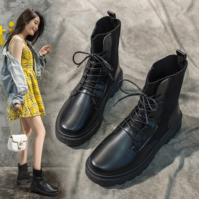 马丁靴女ins冬季2019新款袜靴百搭英伦风帅气机车短靴子气质女