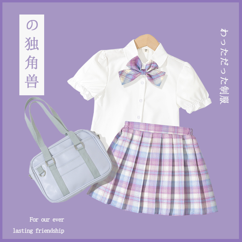 Girls jk dress genuine summer uniform set Japanese children's college style school uniform short sleeve shirt girl skirt