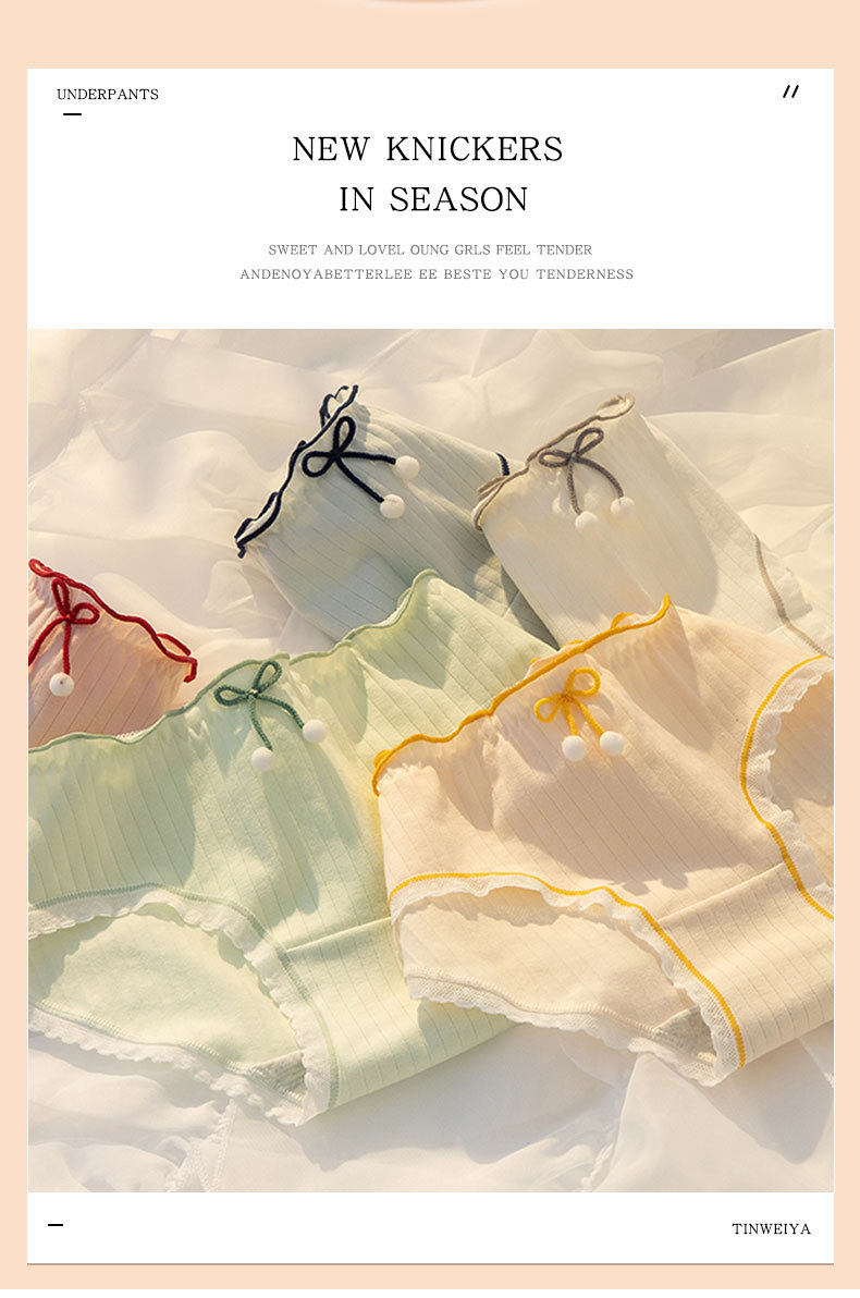 Японское хлопковое нижнее белье с бантиком, милые штаны, трусы для школьников и студентов, средняя посадка 