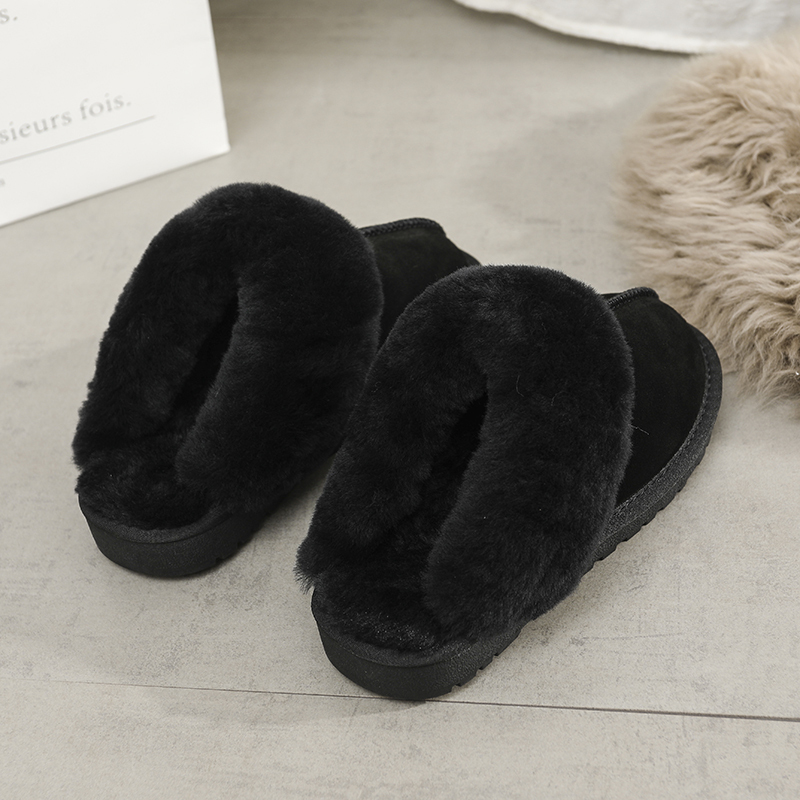 Men's Leather and Fur Integrated Closed-Toe Slippers, New Winter Indoor Home Wool Slippers for Men and Women Auggн