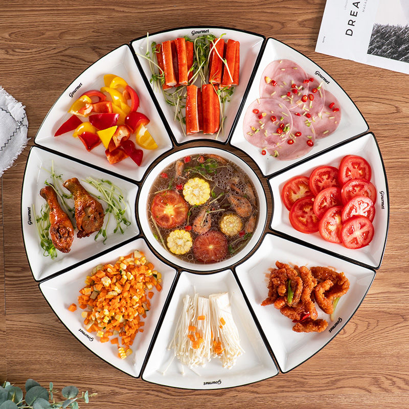 Netred Red Red Round Dish Dish Combined Round Table Household Creative Ceramic Plate Package