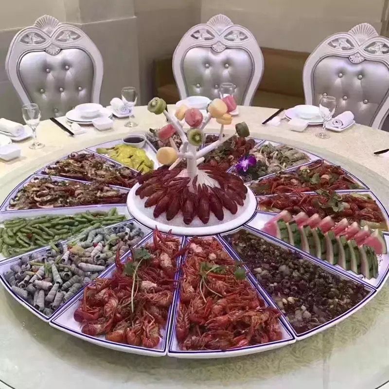 Douyin with the same platter tableware combination fan-shaped creative family dinner reunion household seafood plate round table