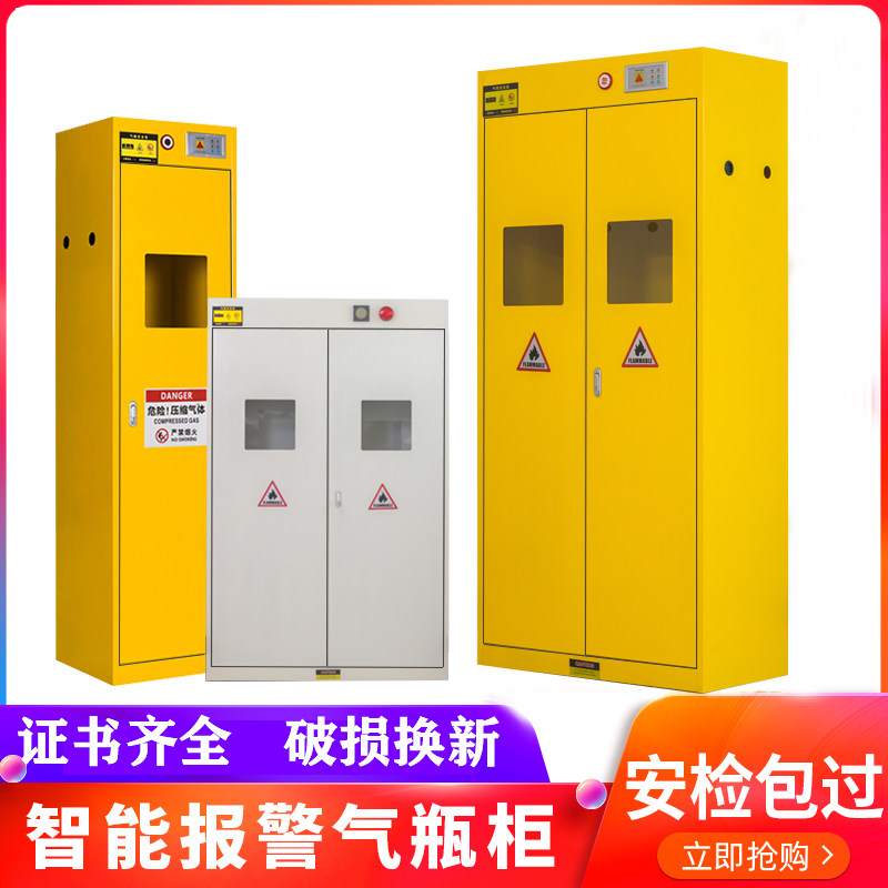 Full steel cylinder cabinet Intelligent thickened with alarm single bottle of double bottle of three bottles hydrogen oxygen liquefied gas bottle cabinet safety cabinet