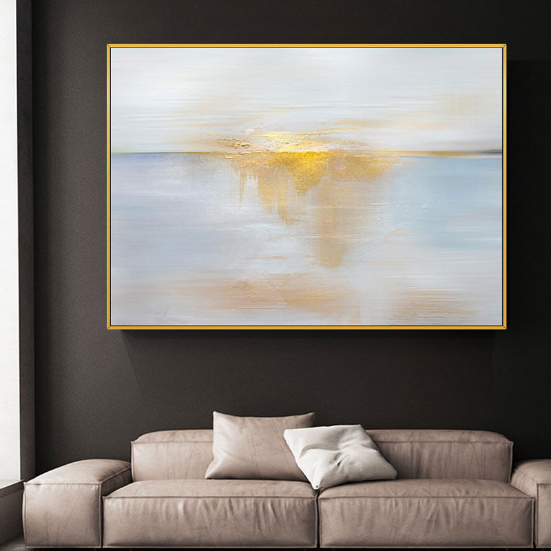 Hand-painted oil painting impression sunrise modern minimalist Nordic abstract map European-style American-style background living room decorative painting hanging painting