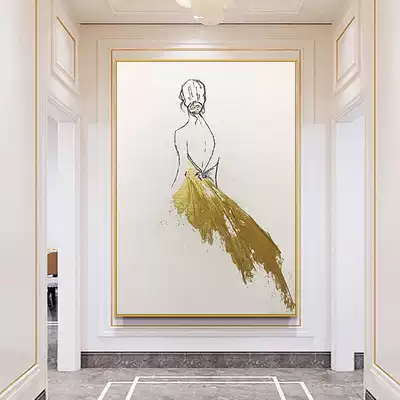 The porch pass-by-hand painting elegant girl American modern simple light luxury abstract gold foil decorative painting