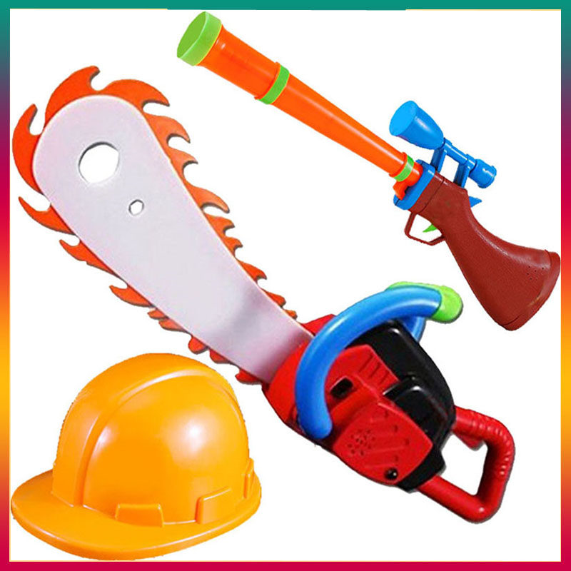 Slighthead gun-saw toy cutting cutter wood equipped with hat pistols electric children sound and light gun bear out