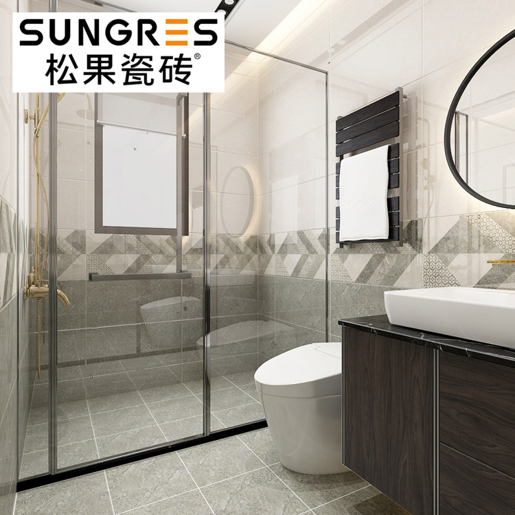 Pine cone beige imitation marble glazed tiles Powder room tiles Kitchen balcony wall tiles Floor tiles 300 600