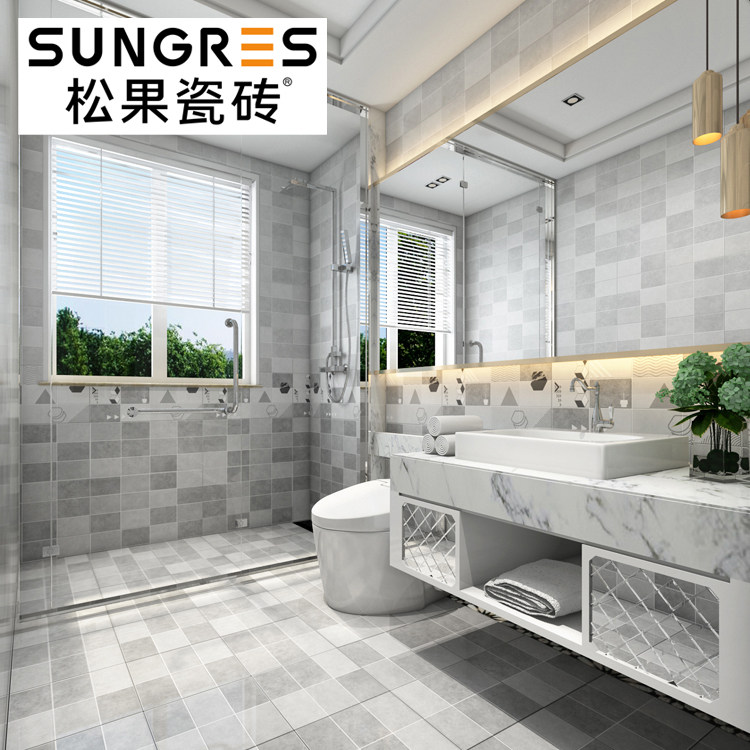 Pine Nuts Grey Matt Cement Color Pane Makeup Room Porcelain Sheet Kitchen Glazed Face Brick Wall Brick Anti Slip Floor Tiles 300600