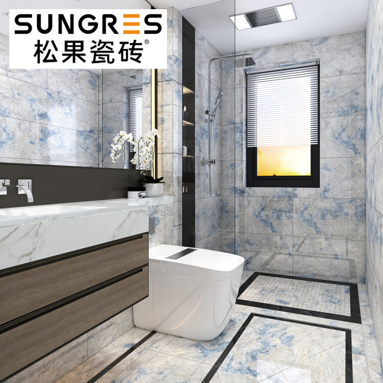 Pinecone modern simple blue marble tiles TV background wall tiles Bathroom wall tiles Floor tiles 400 800