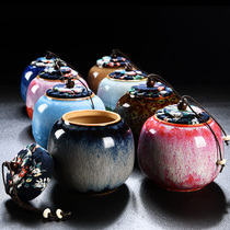 Kiln change mini custom travel sealed small tea can portable moisture-proof storage tank Ceramic household creative tea box