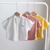 Childrens shirts mens short-sleeved summer clothes boys  white shirts cotton and linen baby shirts tops loose and thin 2019 new style