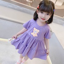  2021 new girls summer cute dress Western style childrens short-sleeved female baby skirt Korean princess skirt tide