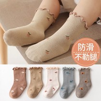Baby Socks Spring Fall Newborns Baby Autumn Winter Style Non-slip Floor Socks Wood Ear Side Children Pure Cotton Medium Socks
