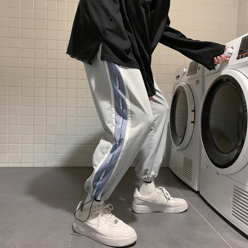 Fall 2020 Han Edition striped casual panties haven wind loose beam footwear pants and students sports pants male