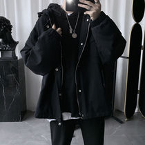 Dark Black Spring Autumn Season Tooling Short jacket male student Han version Trend loose clothes Winter 100 hitch for mens jacket