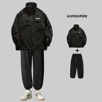 (two sets) American Tide Card Splicing Standout Jacket Male spring student Assault Clothing Loose Casual Jacket Man