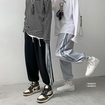 Straight Drum Casual Long Pants Mens Basketball Boomers Draw Rope Bunches Pants Sporty Pants Korean Version Trend 100 Hitch 90% Pants