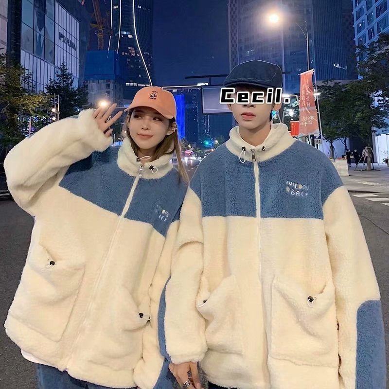 Lovers' clothing winter clothing 2021 new standout lamb wool cotton clothes fall male trend thickening bursting cotton jacket jacket